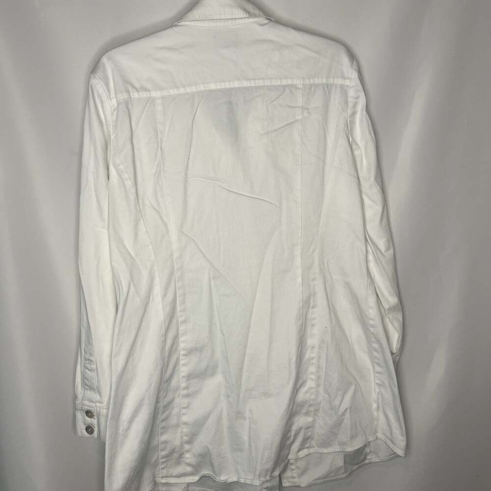 Chicos Additions Button Up Top Size 2 Large White Collared Long Sleeve Business - Picture 7 of 10